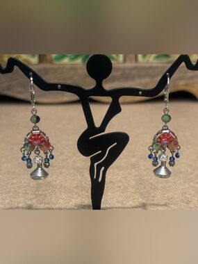 Ayala Bar Beaded Crystal Dangle Lever Back Earrings EC